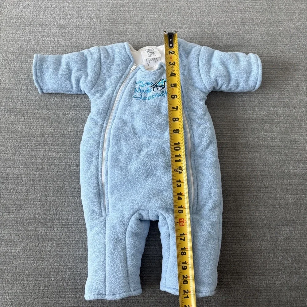 Baby Merlins Magic Sleepsuit Size Large 6-9 Months 18-21 LBS Light Blue